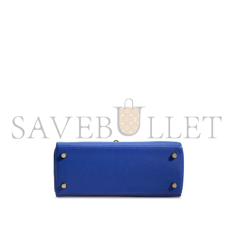 HERMÈS MASTER A BLEU ÉLECTRIQUE SWIFT LEATHER RETOURNÉ KELLY 28 WITH GOLD HARDWARE (28*22*10cm) 